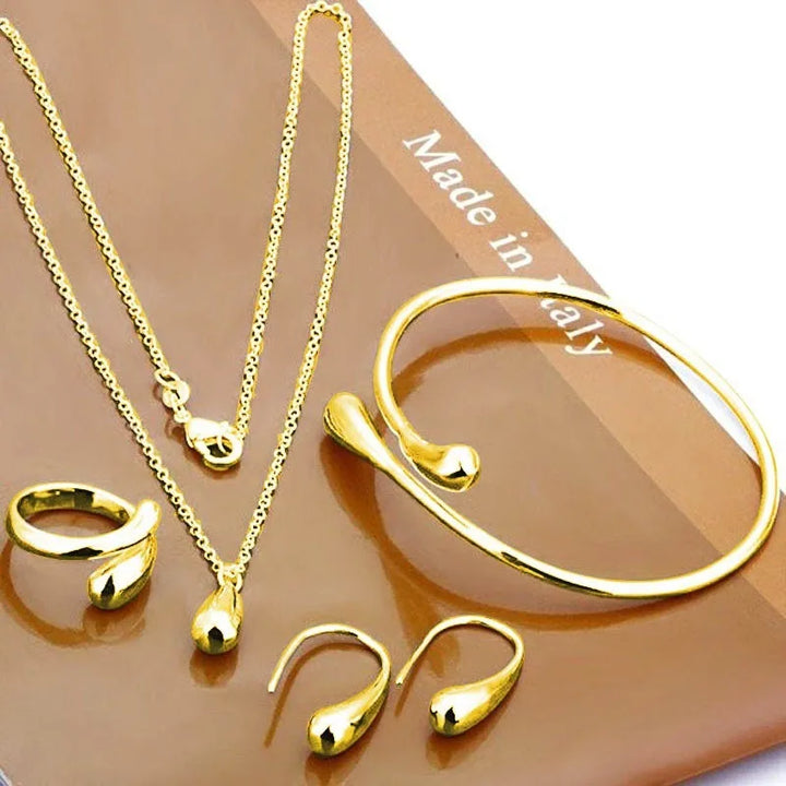 Eva | Women’s 4‑Piece Sterling Silver Teardrop Jewelry Set