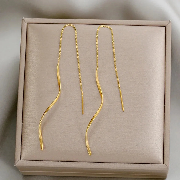 Zoe | Wave Threader Earrings