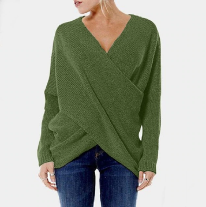 Women's Cashmere Sweater with Criss-Cross Detail
