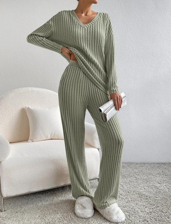 Women's Knitted Trousers and Jumper Set