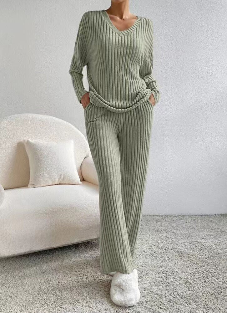 Women's Knitted Trousers and Jumper Set