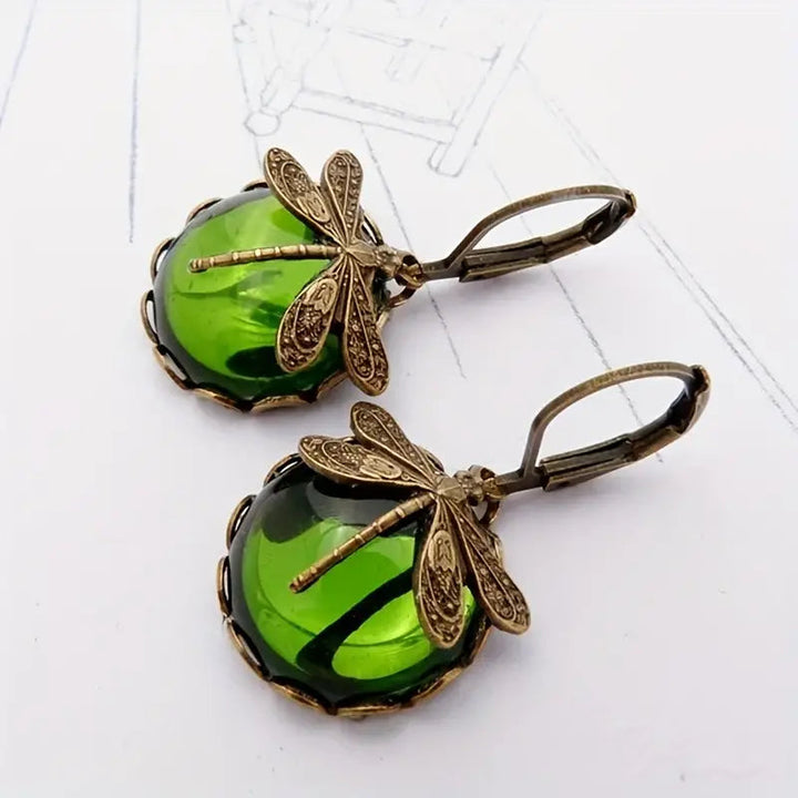 Dragonfly Moonstone Drop Earrings