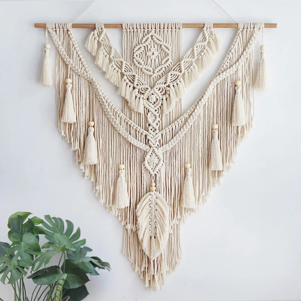 Handmade Scandinavian Boho Macrame Wall Hanging | Beige or Yellow