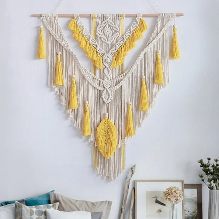 Handmade Scandinavian Boho Macrame Wall Hanging | Beige or Yellow