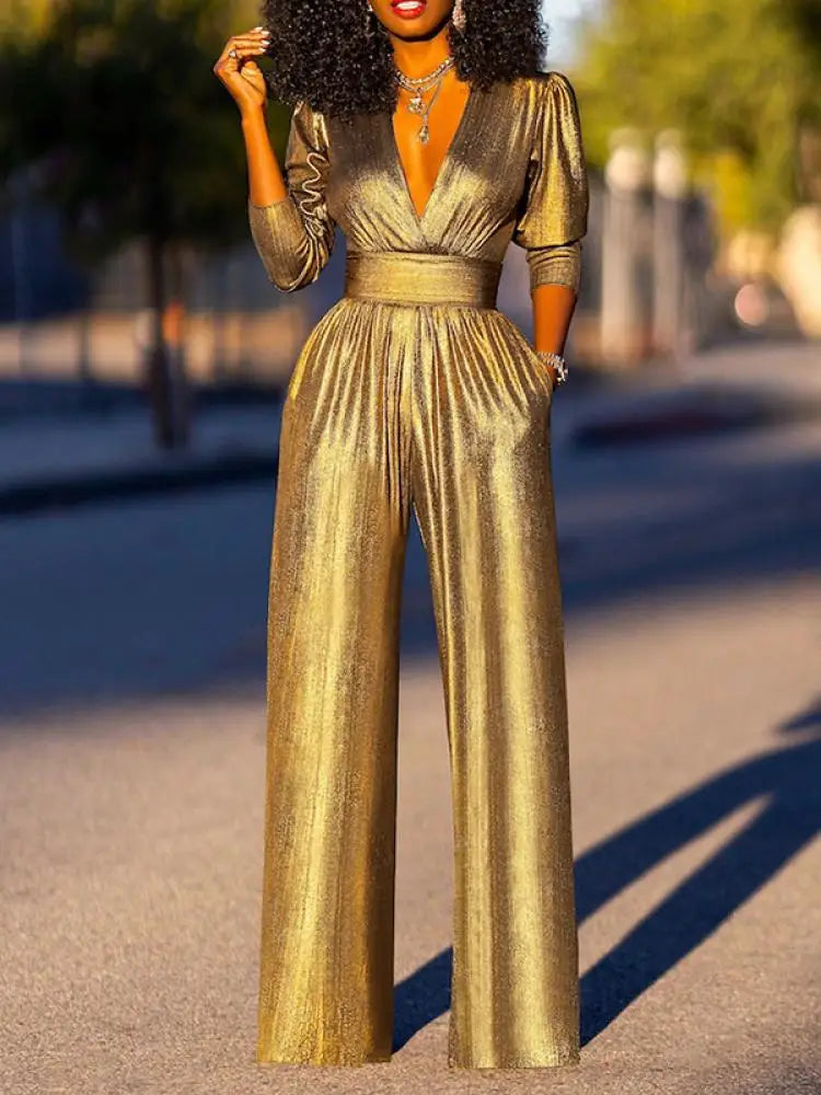 Women’s Shiny Jumpsuit | Glamorous Evening One‑Piece