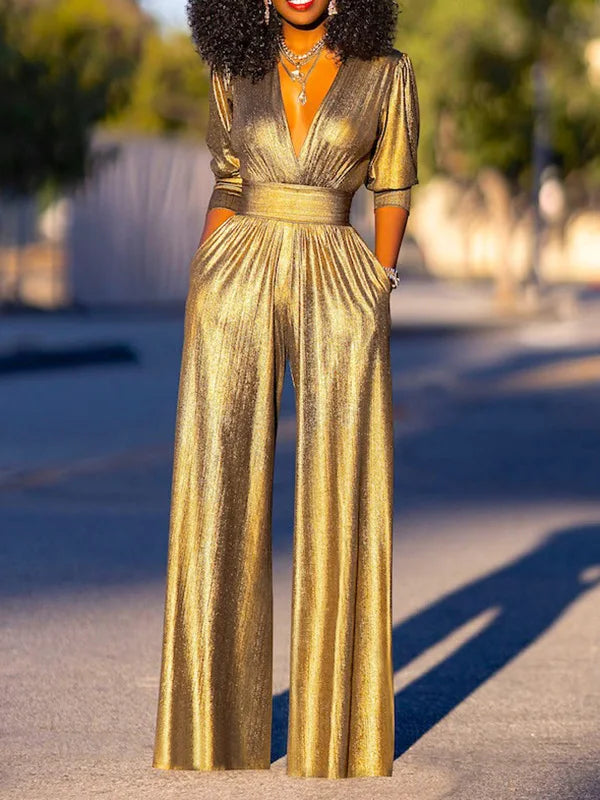 Women’s Shiny Jumpsuit | Glamorous Evening One‑Piece