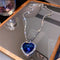 Juliette | Women’s Blue Crystal Heart Necklace in Sterling Silver