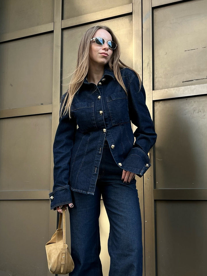 Women’s Denim Style Set | Flared Jeans & Blouse Outfit
