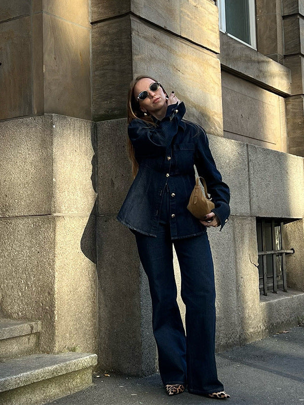 Women’s Denim Style Set | Flared Jeans & Blouse Outfit