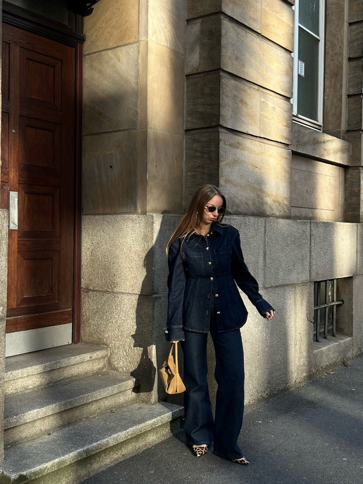 Women’s Denim Style Set | Flared Jeans & Blouse Outfit