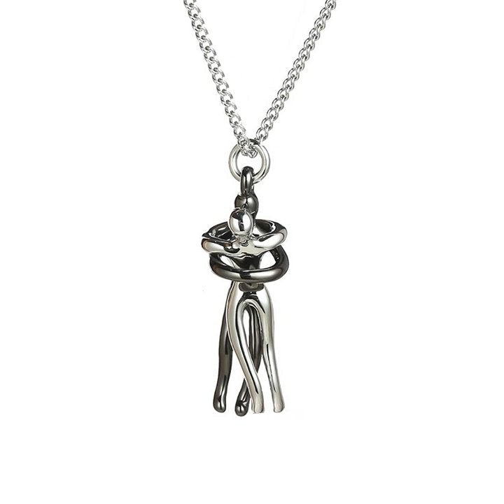 Couple Embrace Pendant Necklace