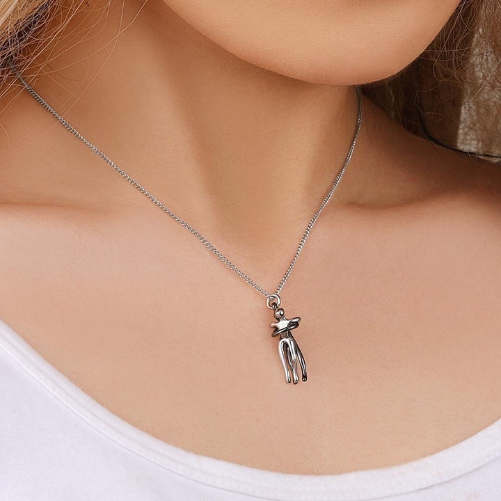 Couple Embrace Pendant Necklace