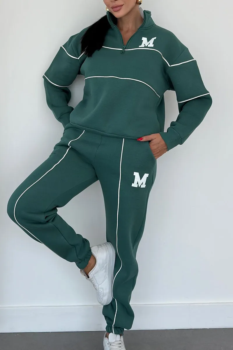 Trendy Women’s Tracksuit Set | Half-Zip Sweater & Lounge Leggings