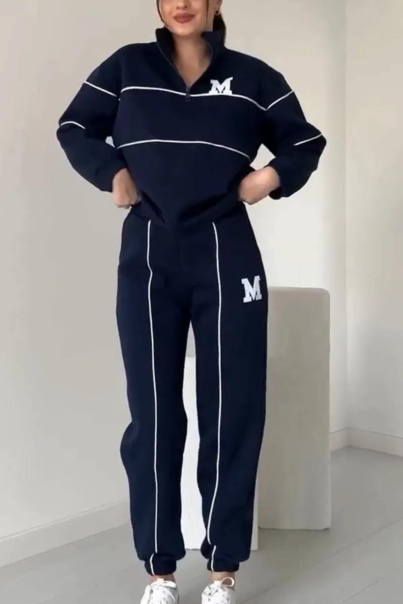 Trendy Women’s Tracksuit Set | Half-Zip Sweater & Lounge Leggings