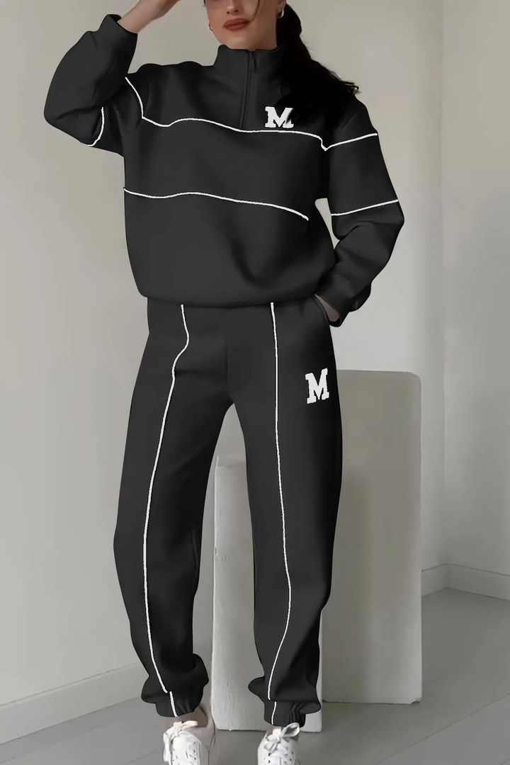 Trendy Women’s Tracksuit Set | Half-Zip Sweater & Lounge Leggings