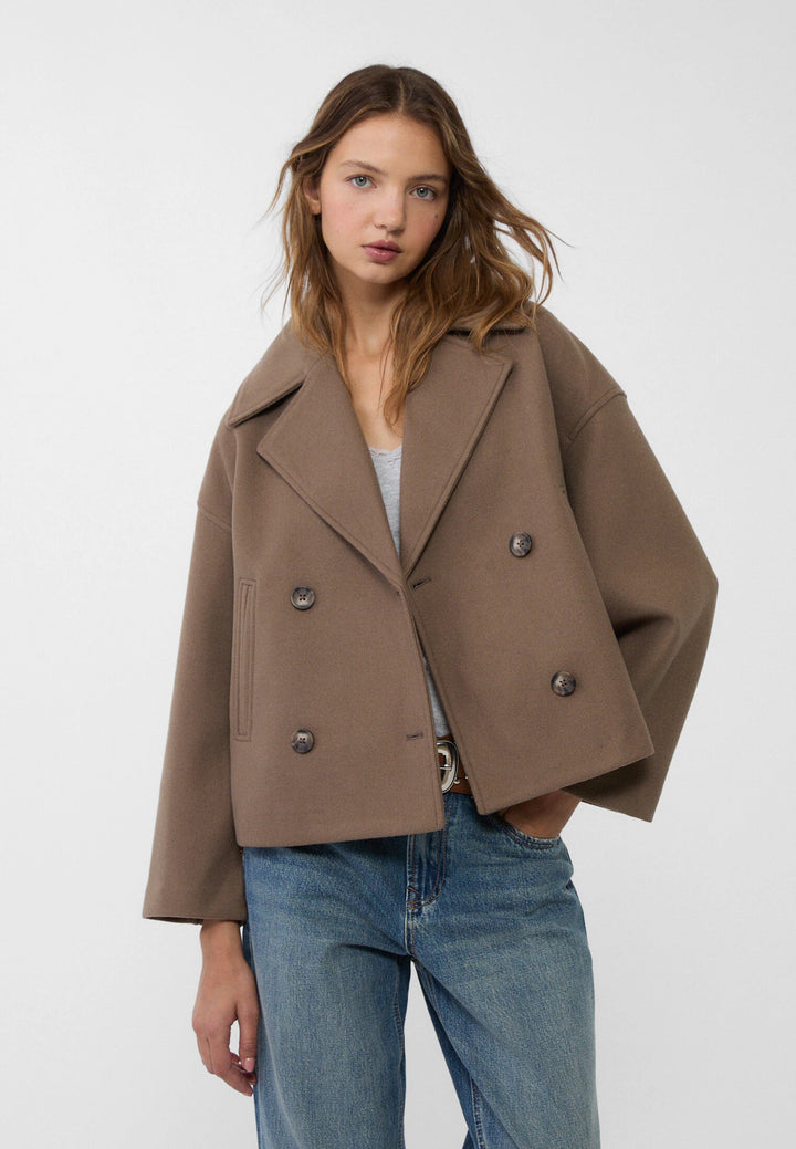 Women's Short Double-Breasted Coat | Stylish & Cozy