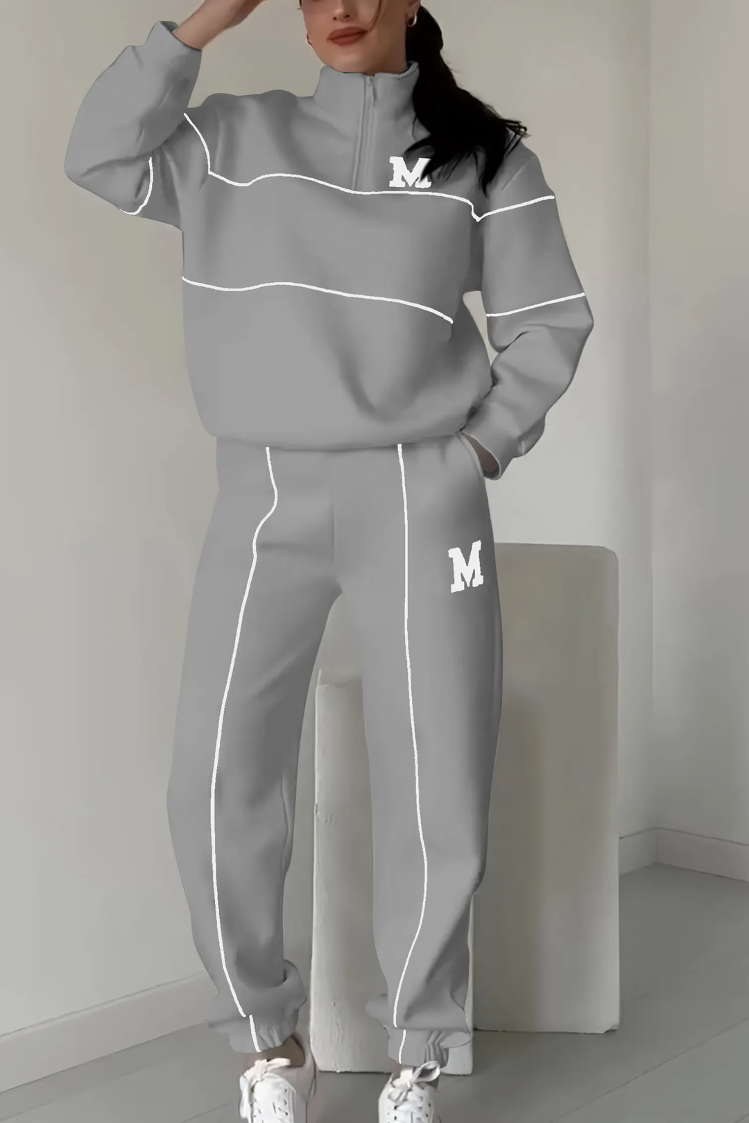 Trendy Women’s Tracksuit Set | Half-Zip Sweater & Lounge Leggings