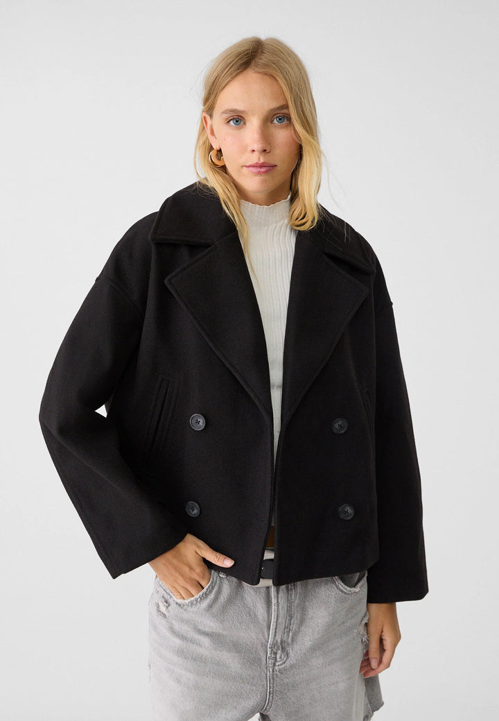 Women’s Short Double-Breasted Coat | Stylish Short Winter Jacket
