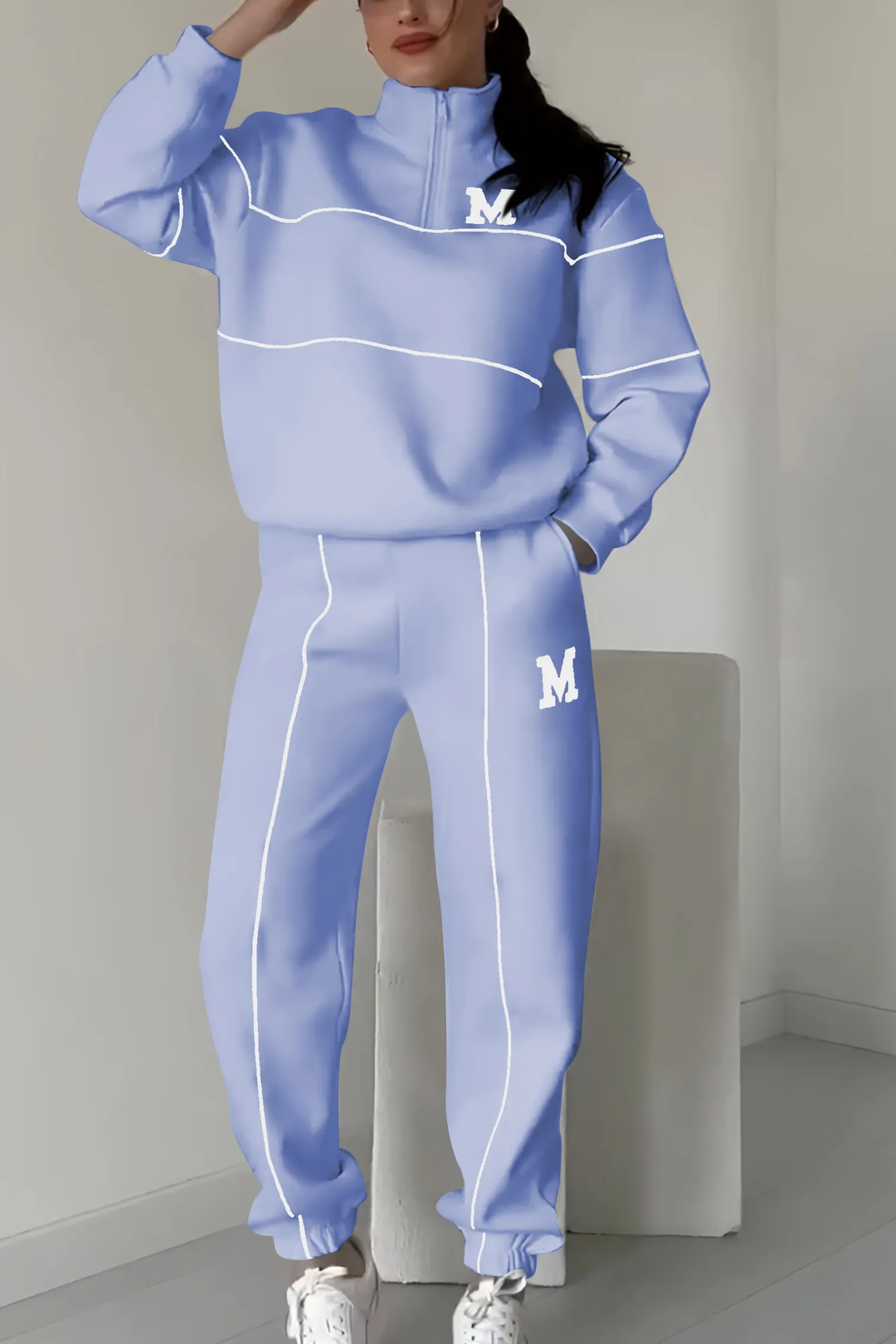 Trendy Women’s Tracksuit Set | Half-Zip Sweater & Lounge Leggings