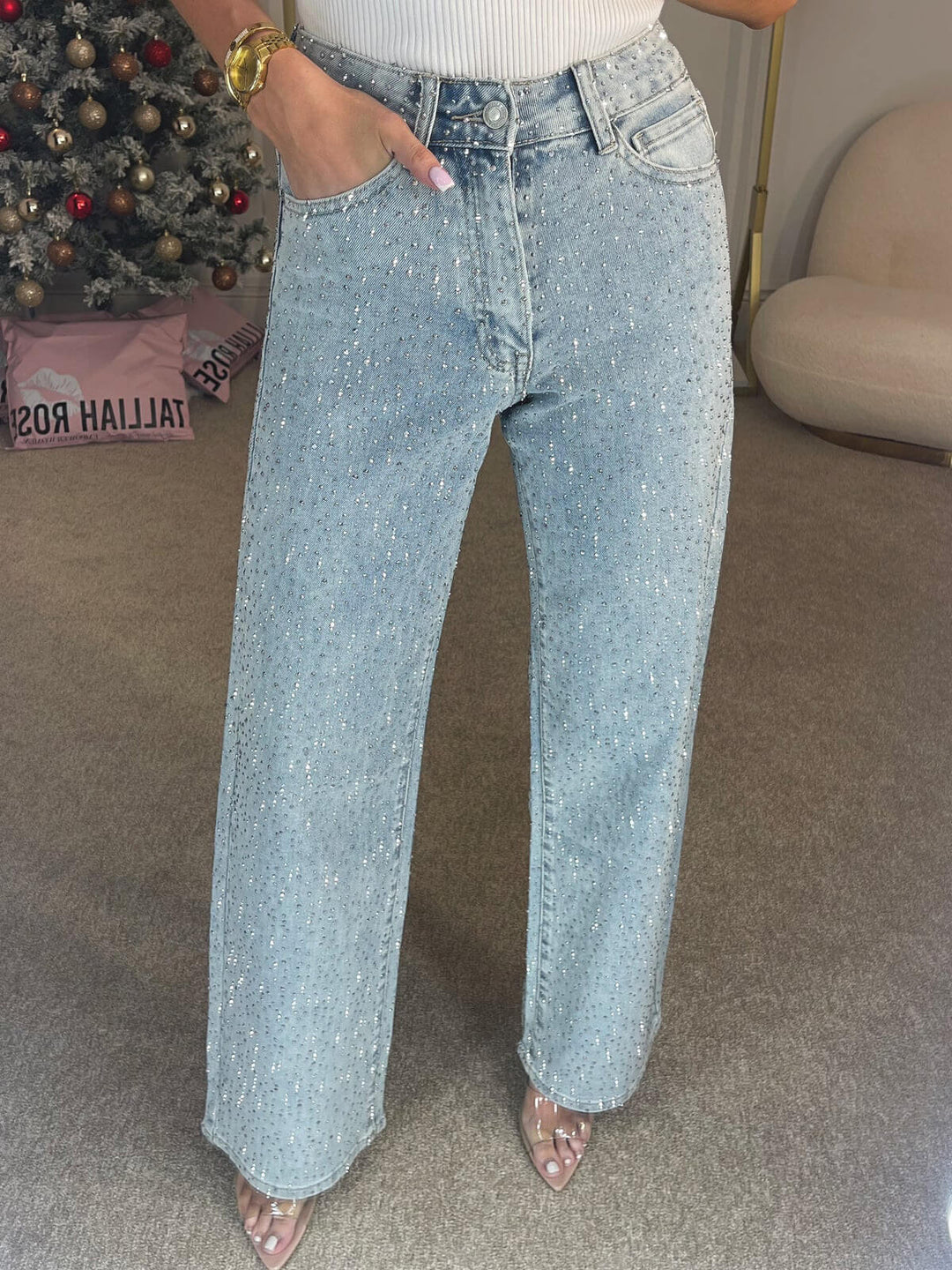 Sparkle High-Waist Women’s Jeans | Elegant Comfort