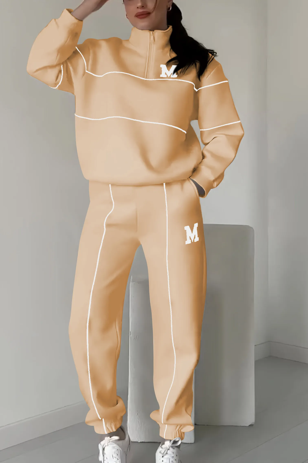 Trendy Women’s Tracksuit Set | Half-Zip Sweater & Lounge Leggings
