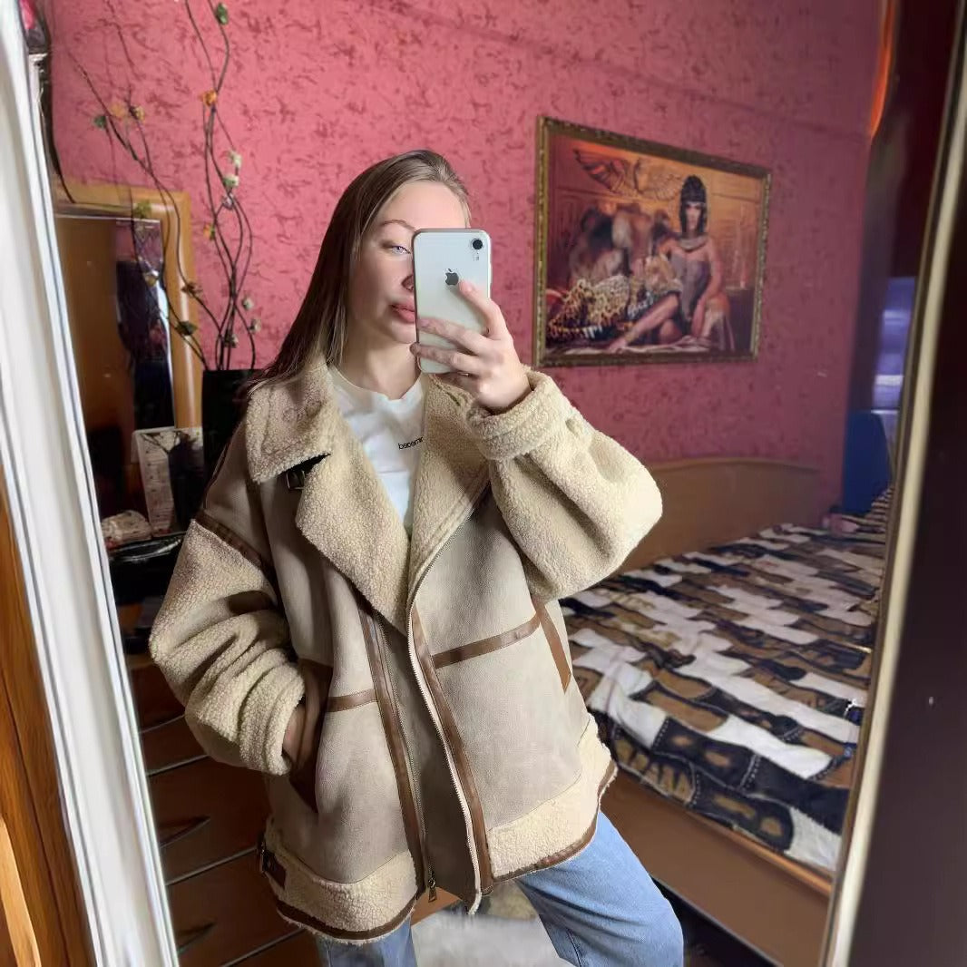 Women’s Oversized Faux Suede & Faux Fur Coat