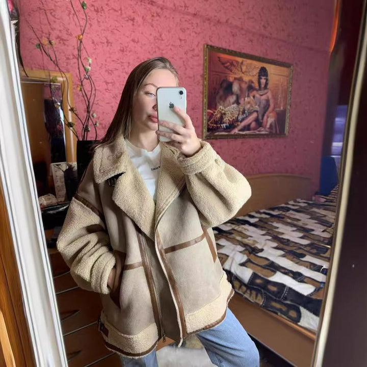Women’s Oversized Faux Suede & Faux Fur Coat