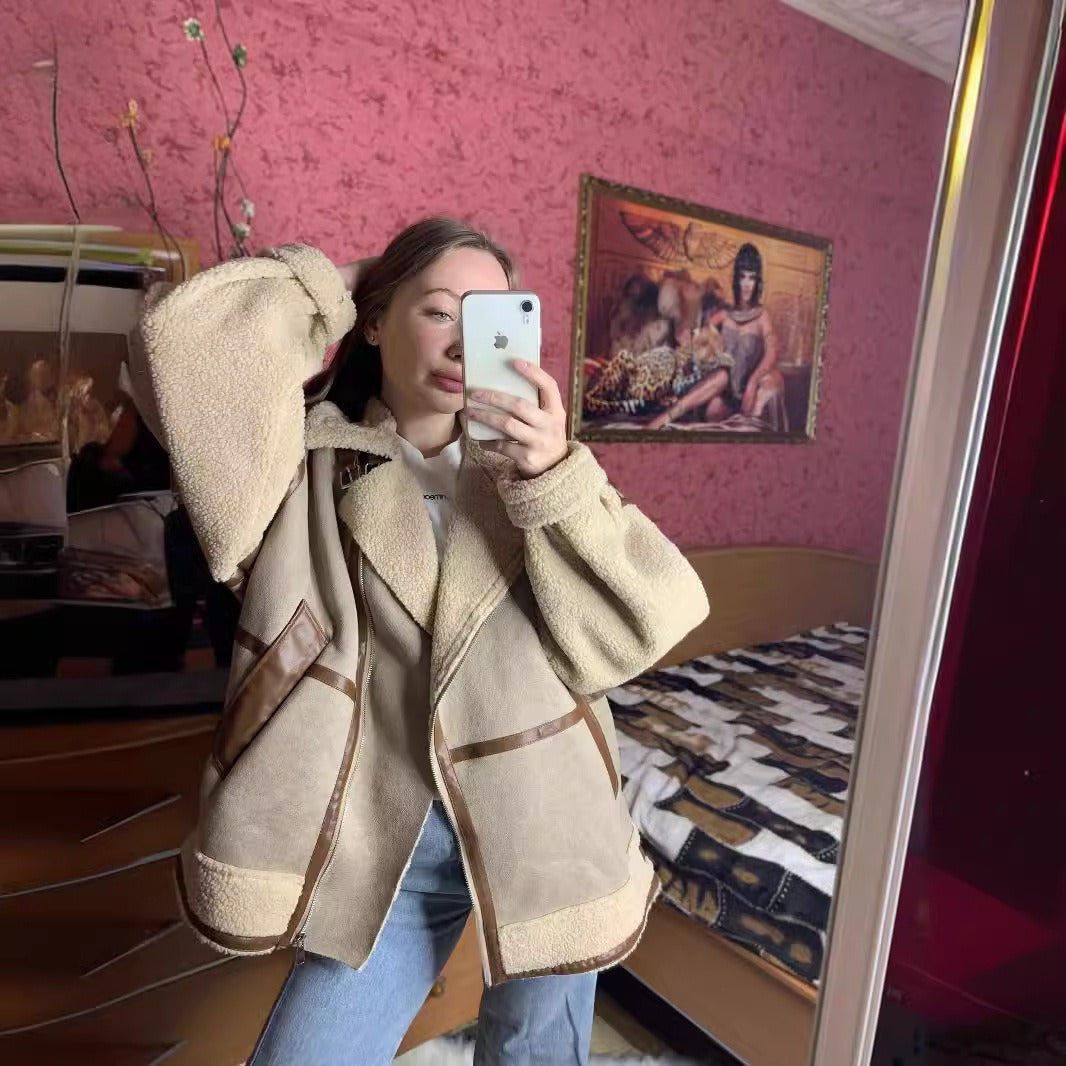 Women’s Oversized Faux Suede & Faux Fur Coat