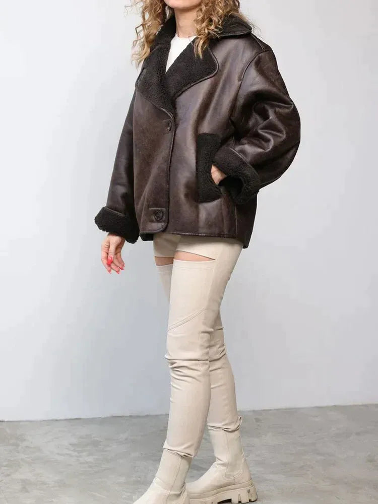 Women’s Short Jacket with Sherpa-Lined Interior