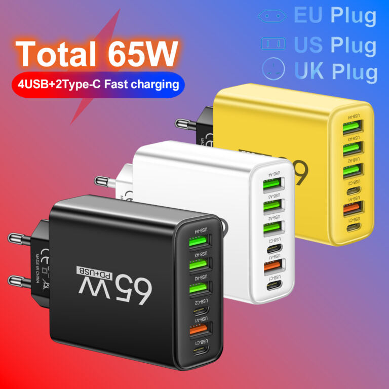 65W PowerHouse Multi-Port Fast Charger | 6-in-1 Hub