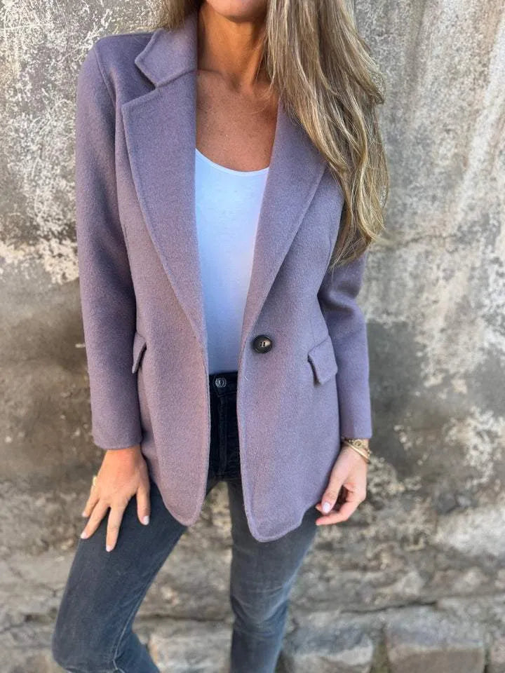 Women’s Lapel Collar Long-Sleeve Casual Jacket
