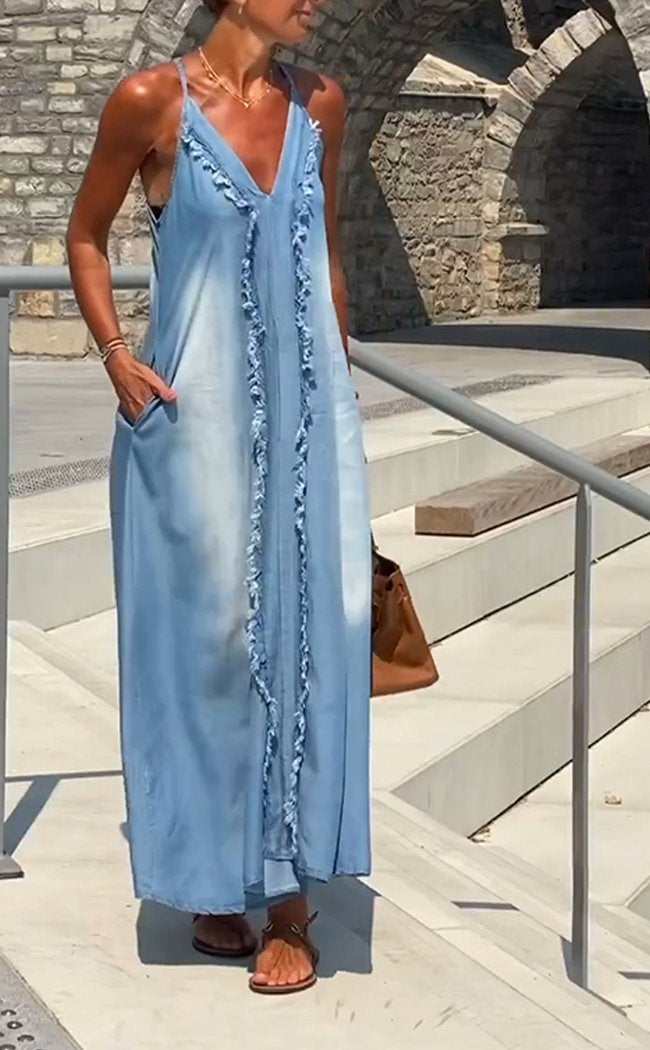 Orelia | Women’s Comfortable Denim Pinafore Dress
