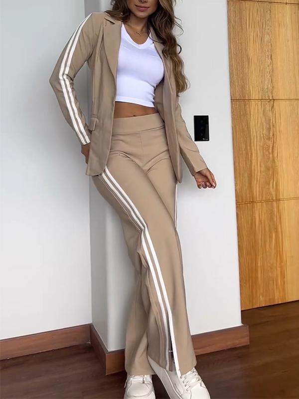 Stylish Women’s Striped Blazer & Trouser Set