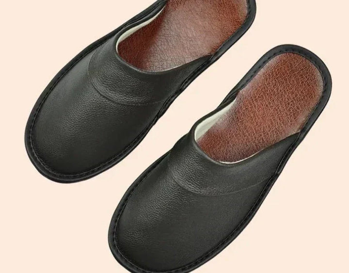 Men’s Leather Slippers | Soft Slip-On House Shoes