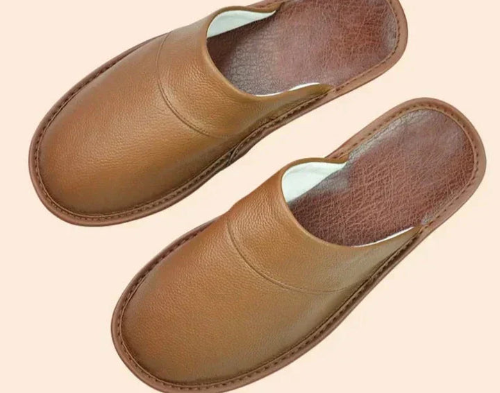 Men’s Leather Slippers | Soft Slip-On House Shoes