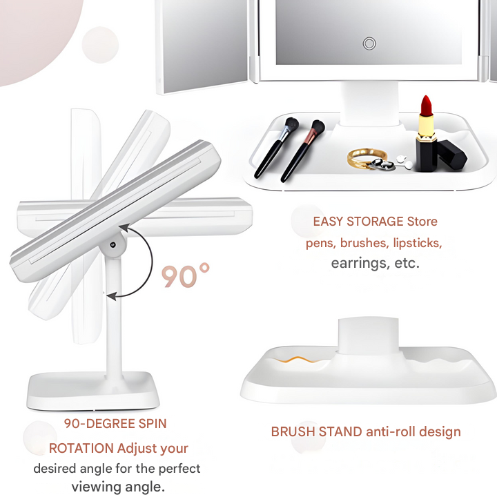 Triple-Lighting LED Makeup Mirror