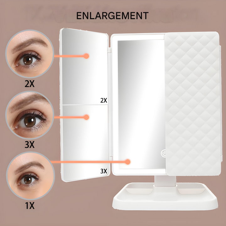 Triple-Lighting LED Makeup Mirror