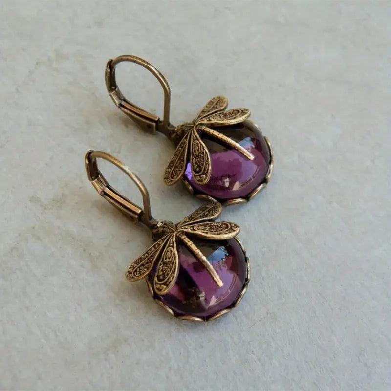 Dragonfly Moonstone Drop Earrings