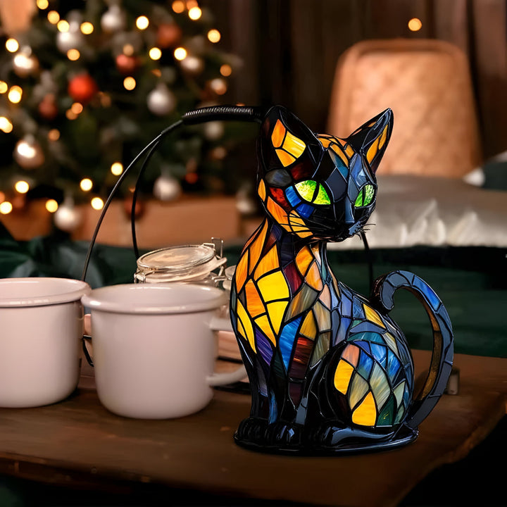 Stained-Glass Style Home Décor Lamp | Glass Cat Table Lamp