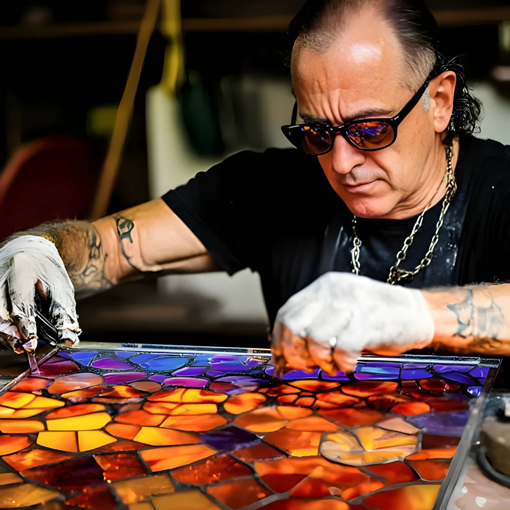 Stained-Glass Style Home Décor Lamp | Glass Cat Table Lamp