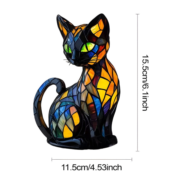 Stained-Glass Style Home Décor Lamp | Glass Cat Table Lamp