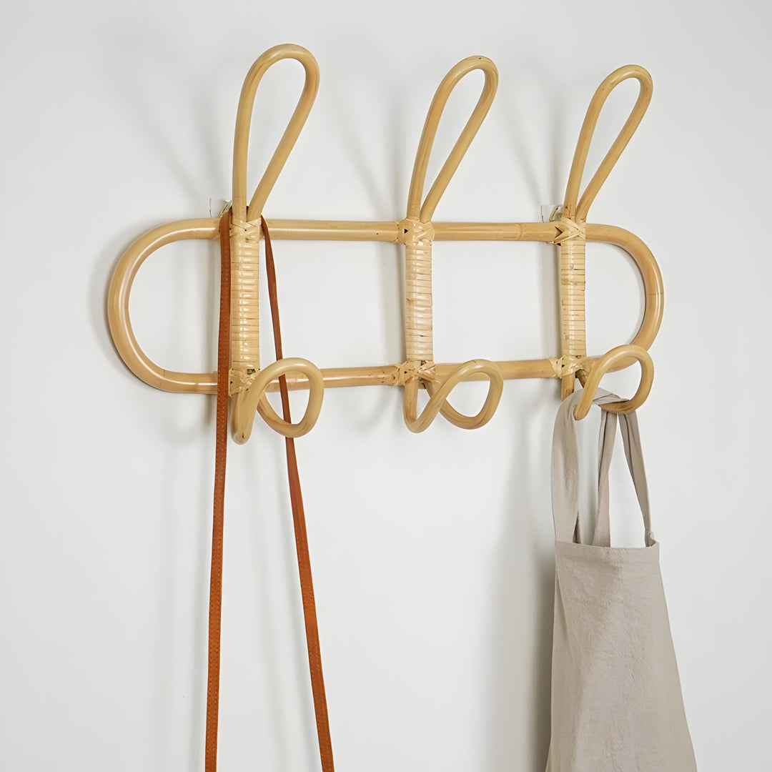 Handmade Boho Wall Rack – Rattan Coat Hook for Kids Room
