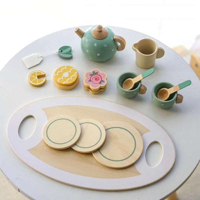 Wooden Tea Set | Pretend Play Tea Party Set for Kids
