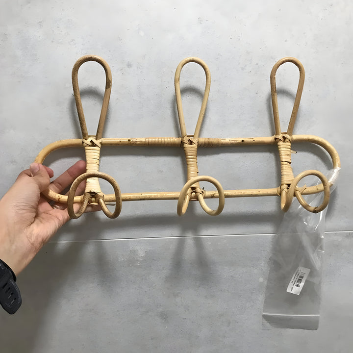 Handmade Boho Wall Rack – Rattan Coat Hook for Kids Room