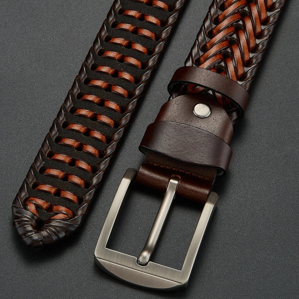 Men’s Braided Design & Polished Buckler Belt