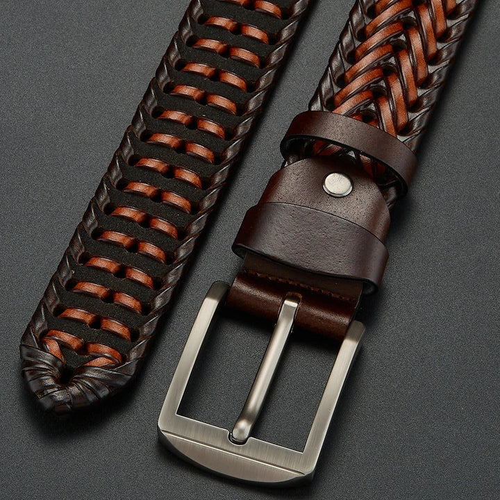 Men’s Braided Design & Polished Buckler Belt