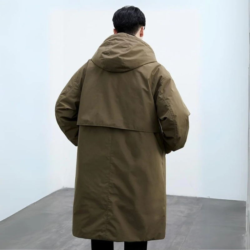 Men’s Long Waterproof Puffer Trench Coat