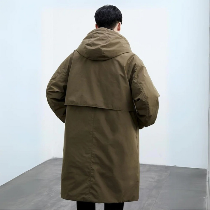 Men’s Long Waterproof Puffer Trench Coat