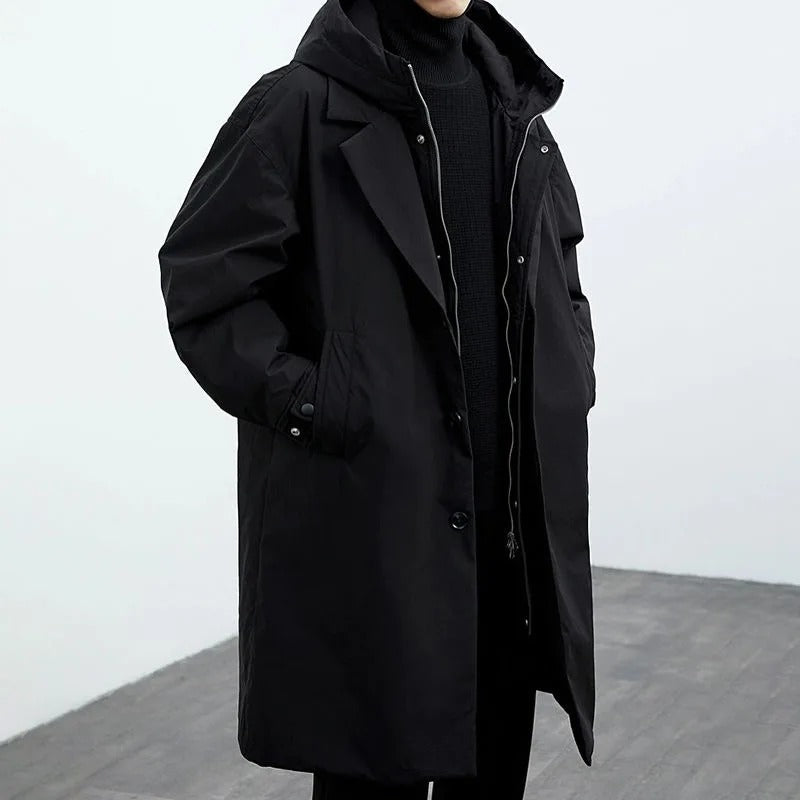 Men’s Long Waterproof Puffer Trench Coat