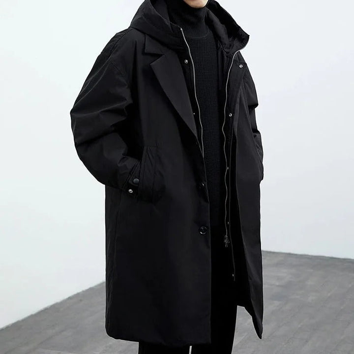 Men’s Long Waterproof Puffer Trench Coat